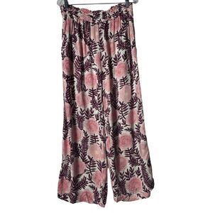 Anthropologie Cecilia Pettersson pull-on floral leaf print wide-leg pants size M
